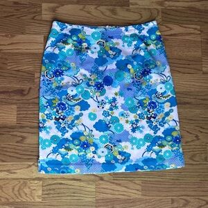 Vibrant Blue and Green Pencil Skirt